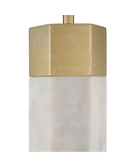 Possini Euro Design Leala Modern Accent Table Lamp 21" High Faux Marble Gold Metal Black Drum Shade for Bedroom Living Room Bedside Nightstand Of