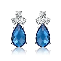 Sterling Silver White Gold Plated with Cubic Zirconia Pear Drop Earrings