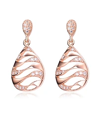 Unique Sterling Silver Clear Round Cubic Zirconia Drop Earrings