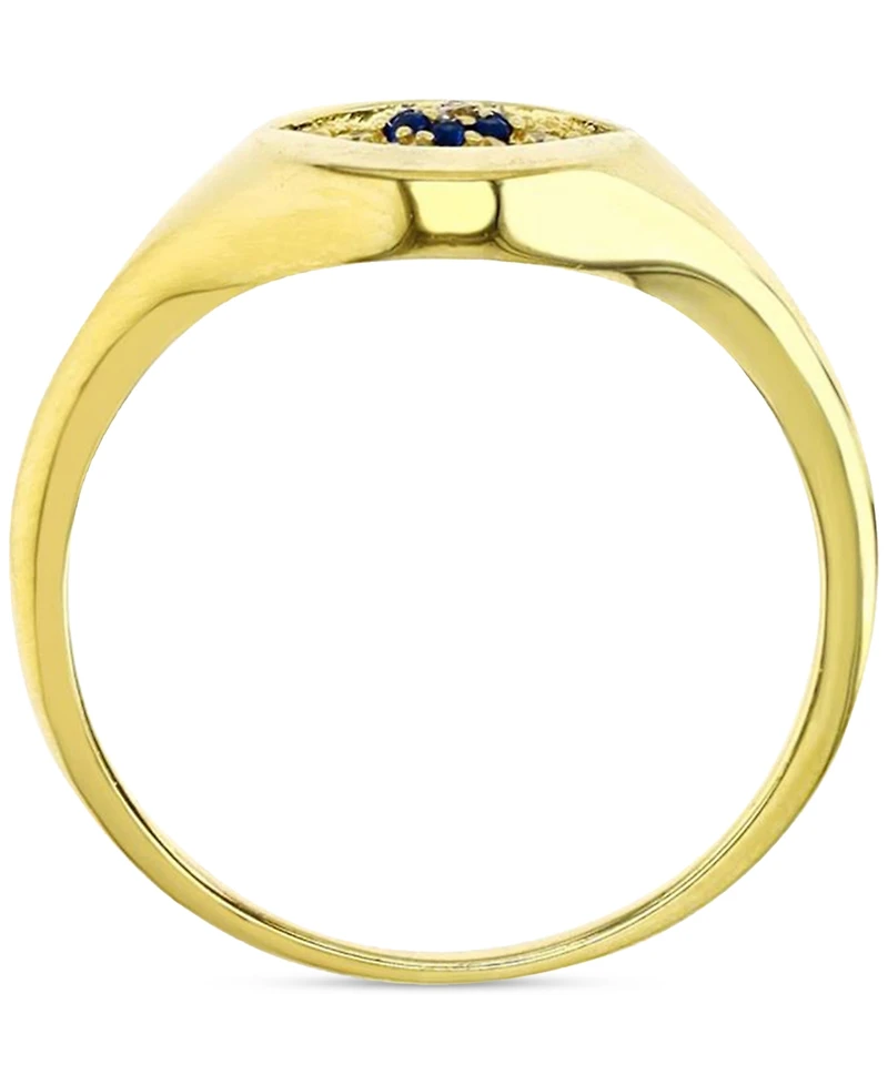 Cubic Zirconia Evil Eye Signet Ring 14k Gold-Plated Sterling Silver