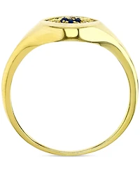 Cubic Zirconia Evil Eye Signet Ring 14k Gold-Plated Sterling Silver