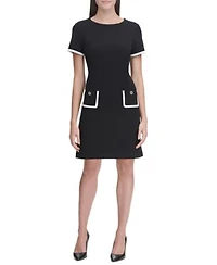 Tommy Hilfiger Womens Colorblocked Pocket Sheath Dress 0p 18