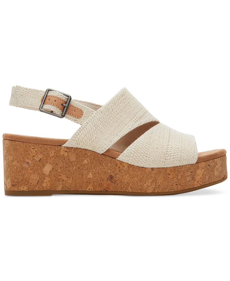 Toms Women's Claudine Slingback Cork Wedge Platform Sandals