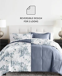 ienjoy Home Bamboo Leaves Blue 2-Piece Comforter Set, Twin/Twin Xl