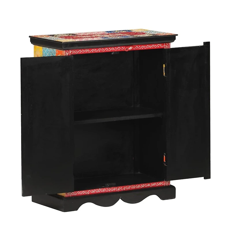 Hand Painted Sideboard 23.6"x11.8"x29.5" Solid Mango Wood