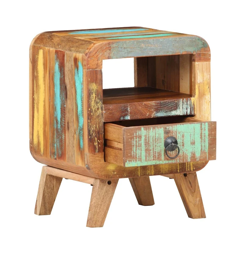 Bedside Cabinet 11.8"x11.8"x16.1" Solid Reclaimed Wood