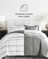 ienjoy Home Stitched Stripe 3-Piece Comforter Set, Full/Queen