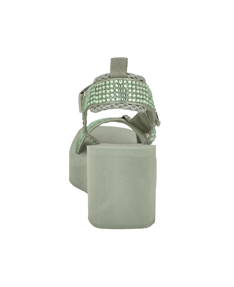 Guess Women's Dawsin Rhinestone Eva Strappy Wedge Sandals