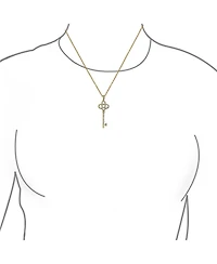 Bling Jewelry Key To My Heart Pave Cz Crown Key Pendant Necklace For Women For Gold Plated Sterling Silver