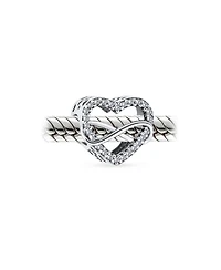 Bling Jewelry Couples Forever Love Knot Figure 8 Motif Crystal Accent Intertwined Infinity Open Heart Shaped Bead Charm Sterling Silver Fits European