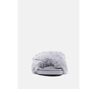 Womens homey fur slip-on flats