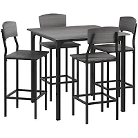 Homcom Bar Table Set for 4, Industrial Dining Table and Chairs Small Space