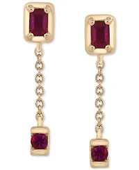 3-Pc. Set Lab-Grown Multi-Gemstone Linear Chain Drop Earrings (1-1/5 ct. t.w.) in 14k Gold-Plated Sterling Silver