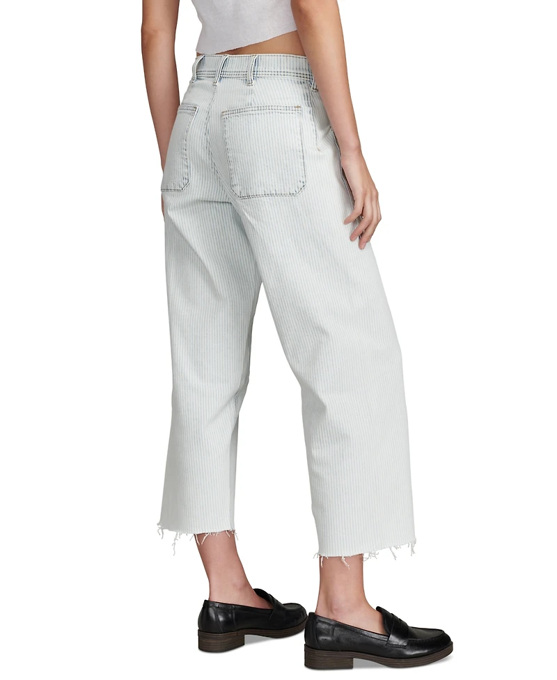 Lucky Brand Women's Striped Patch-Pocket Wide-Leg Jeans