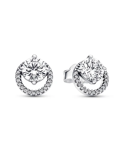 Pandora Sparkling Cubic Zirconia Round Halo Stud Earrings