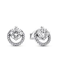 Pandora Sparkling Cubic Zirconia Round Halo Stud Earrings