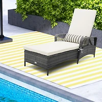 Inolait Outdoor Chaise Lounge Chair Recliner with 6-Level Backrest Cushion and Pillow