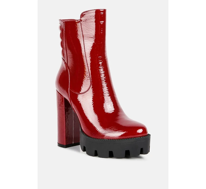 High Key Collared High Heel Ankle Boot Women