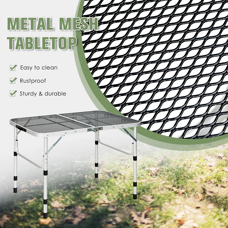Sugift Aluminum Grill Table with Iron Mesh Top