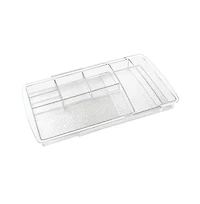 mDesign Expandable Makeup Organizer Tray for Bathroom Drawers - Clear