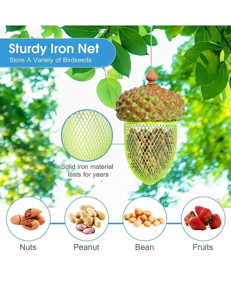Sugift Metal Acorn Wild Bird Feeder Outdoor Hanging Food Dispenser for Garden Yard