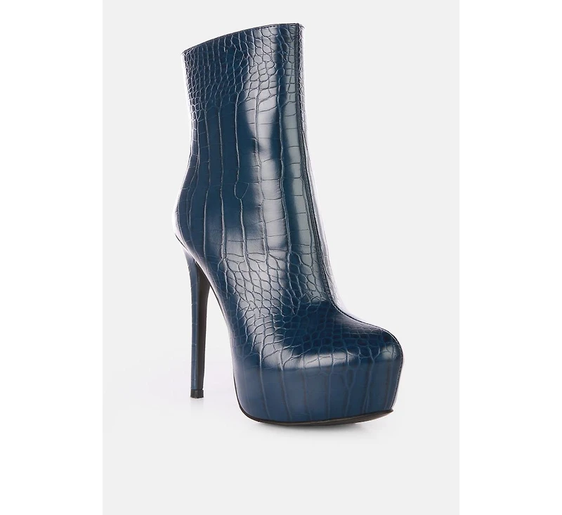 Womens orion high heeled croc ankle boot