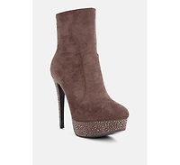 Espiree Microfiber High Heeled Ankle Boots
