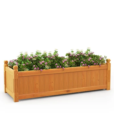 Wooden Rectangular Garden Bed with Drainage System