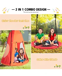 Sugift Kids 2-in-1 40 Inch Hanging Chair Detachable Swing Tent