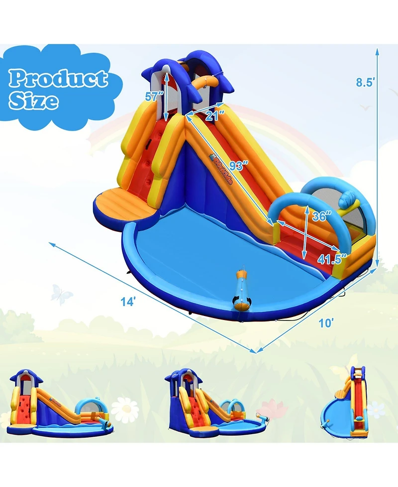 Inolait Inflatable Bouncy House with Slide and Splash Pool without Blower