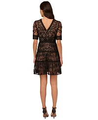 Adrianna Papell Women's V-Neck Lace Embroidery Dress