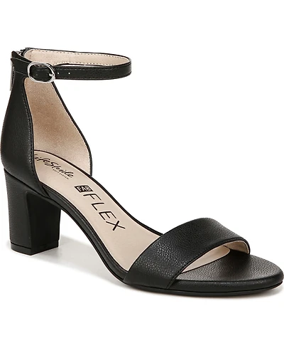 LifeStride Women's Florence Two Piece Block Heel Ankle Strap Sandals