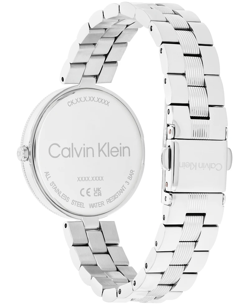 Calvin Klein Women's Gleam Silver-Tone Stainless Steel Bracelet Watch 32mm