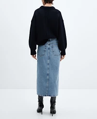Mango Women's Denim Midi-Skirt