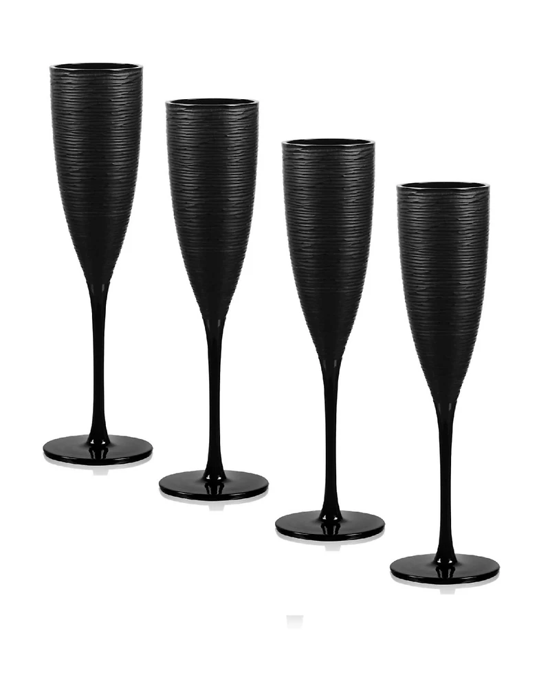 Qualia Glass Artisan Flute 6.5 oz Wine Glass, Set of 4