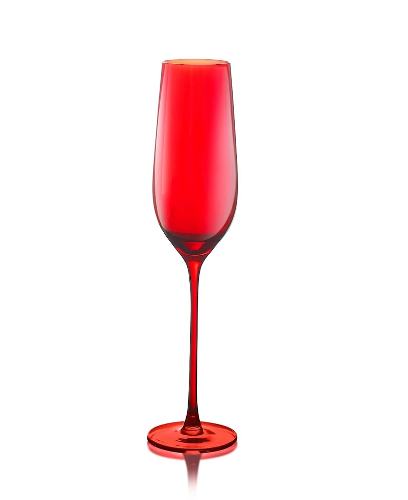 Qualia Glass Carnival Champagne Flute 9 oz Glasses, Set of 4