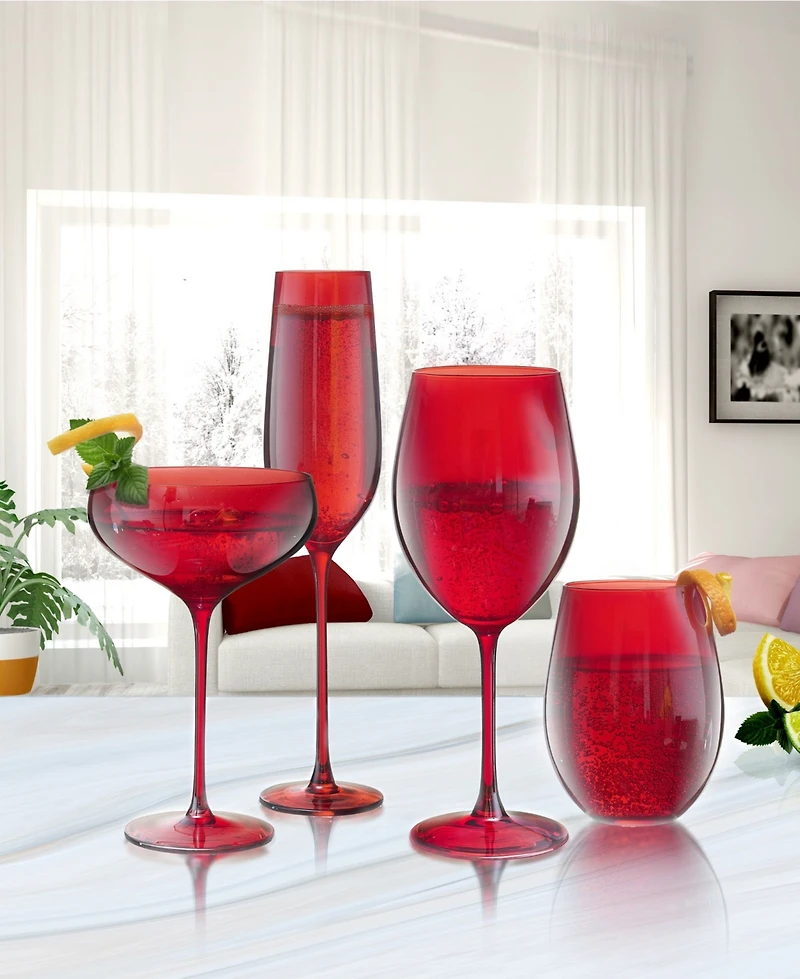 Qualia Glass Carnival Stemless 19 oz Wine Glasses, Set of 4