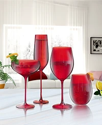 Qualia Glass Carnival Stemless 19 oz Wine Glasses, Set of 4