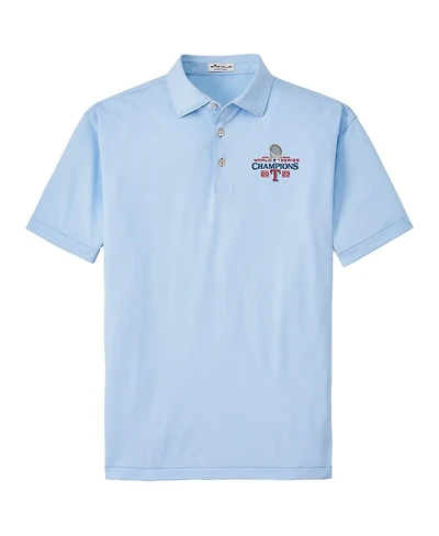 Men's Peter Millar Light Blue Texas Rangers 2023 World Series Champions Jubilee Striped Performance Jersey Polo Shirt