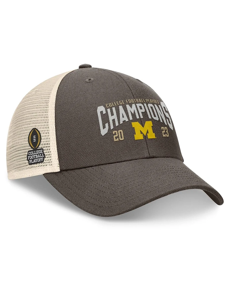 Men's Top of the World Heather Gray Michigan Wolverines College Football Playoff 2023 National Champions Unstructured Trucker Adjustable Hat