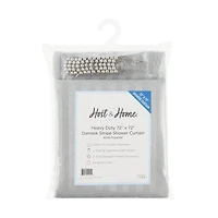 Host & Home Damask Shower Curtain Set with 12 Metal Rolling Rings, Weighted Hem, Rust-Proof Grommets, Fine 100% Polyester Yarn, 72x72, Three Proof Tre