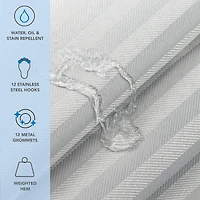 Host & Home Damask Shower Curtain Set with 12 Metal Rolling Rings, Weighted Hem, Rust-Proof Grommets, Fine 100% Polyester Yarn, 72x72, Three Proof Tre