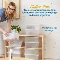 ECR4Kids Cubby Storage Bin with Lid, Blue, 10-Piece