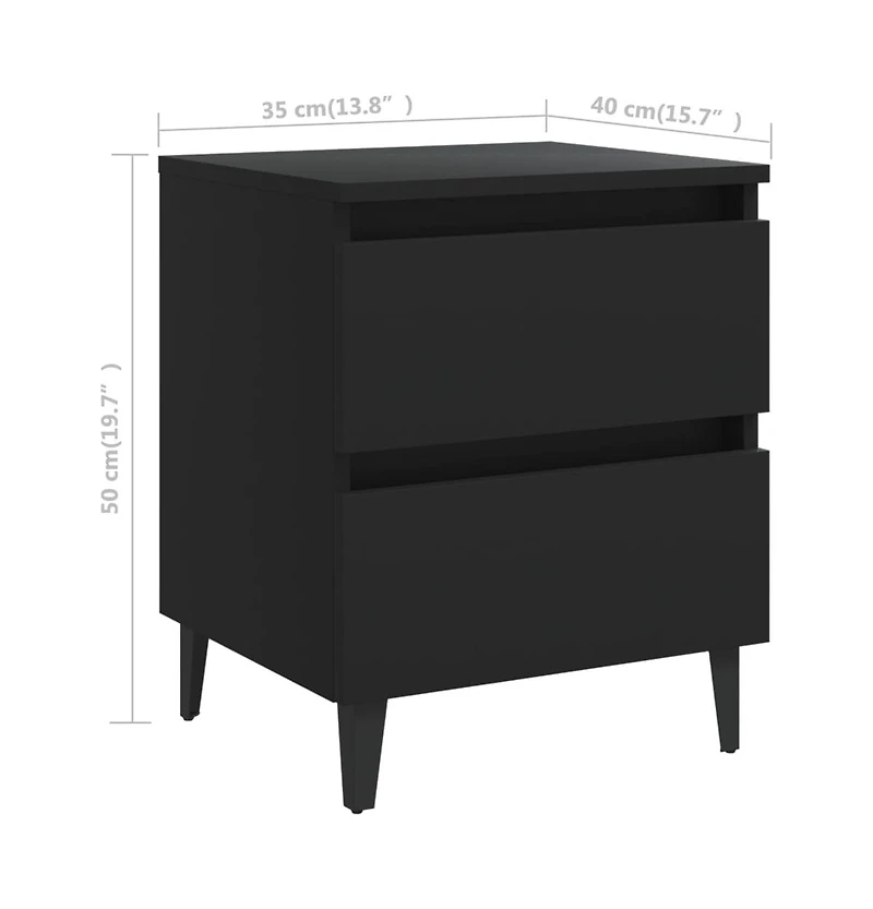 Bed Cabinets 2 pcs Black 15.7"x13.8"x19.7" Engineered Wood