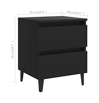 Bed Cabinets 2 pcs Black 15.7"x13.8"x19.7" Engineered Wood