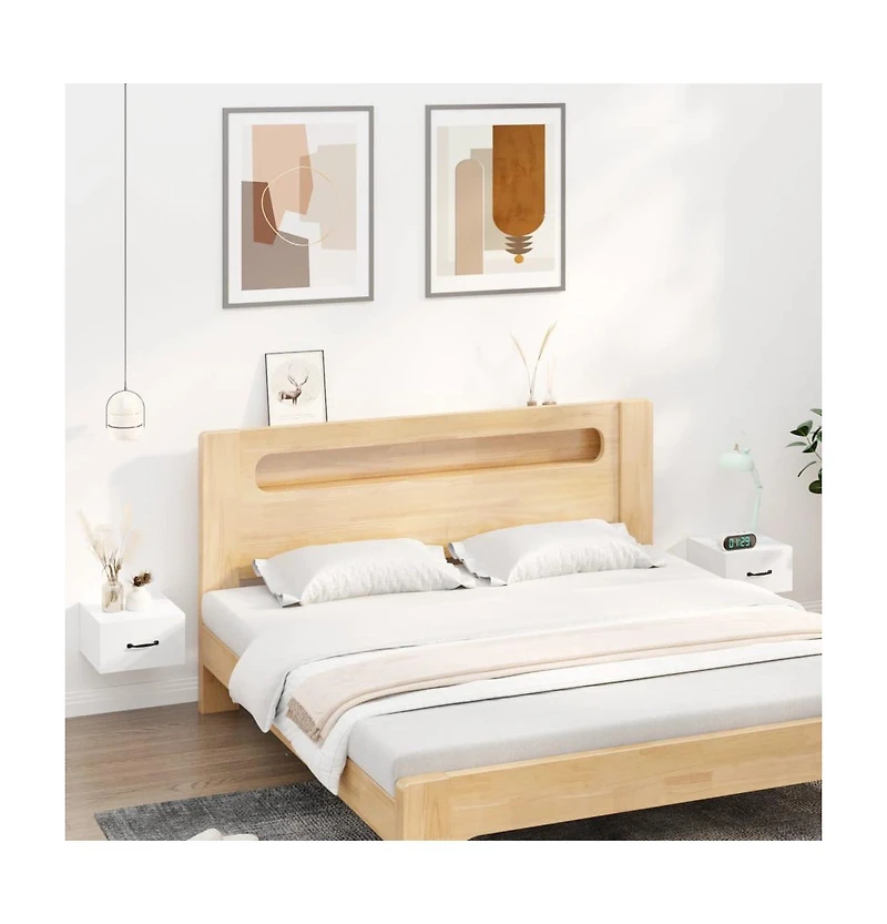 Wall-mounted Bedside Cabinets 2 pcs 13.8"x13.8"x7.9" High Gloss White