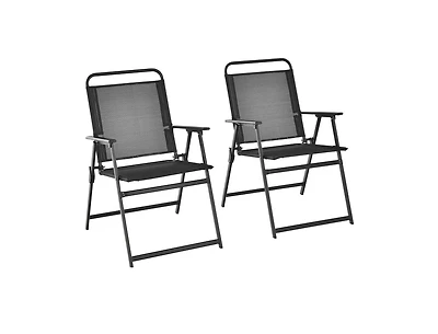 Set of 2 Outdoor Folding Chairs with Breathable Seat
