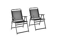 Set of 2 Outdoor Folding Chairs with Breathable Seat