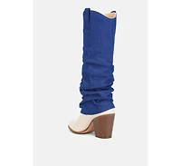 Womens fab cowboy boots with denim sleeve detail