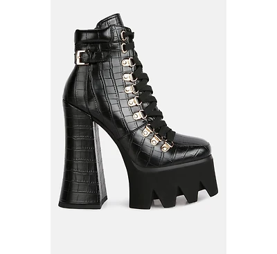 Boogie High Platform Lace Up Boots